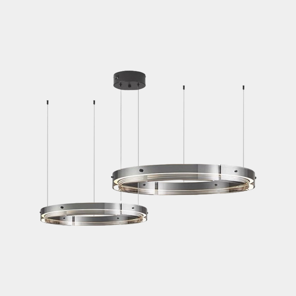Suspension moderne en cuivre avec anneau en verre LED dimmable, noir