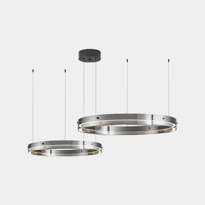 Suspension moderne en cuivre avec anneau en verre LED dimmable, noir