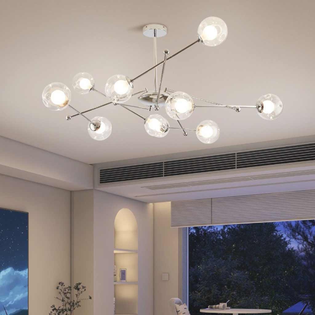 Suspension en verre en fer nordique, chrome