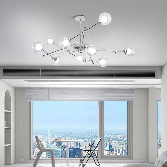 Suspension en verre en fer nordique, chrome