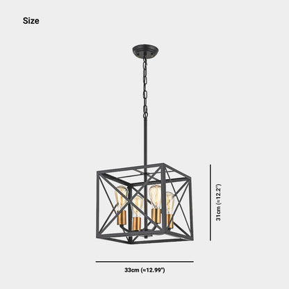 Suspension en fer industriel en forme de cube, noir
