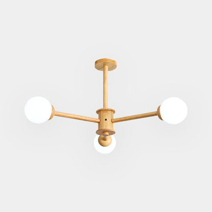 Suspension Sputnik Kroonluchter Plafondlamp Créative Boule, Bois &amp; Verre