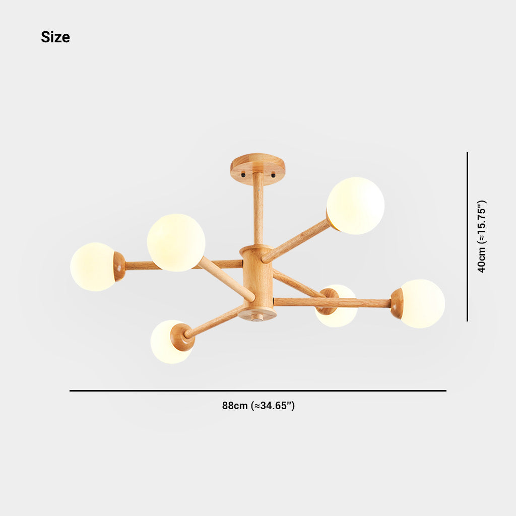 Suspension Sputnik Kroonluchter Plafondlamp Créative Boule, Bois &amp; Verre