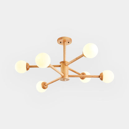 Suspension Sputnik Kroonluchter Plafondlamp Créative Boule, Bois &amp; Verre