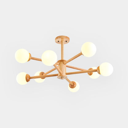 Suspension Sputnik Kroonluchter Plafondlamp Créative Boule, Bois &amp; Verre