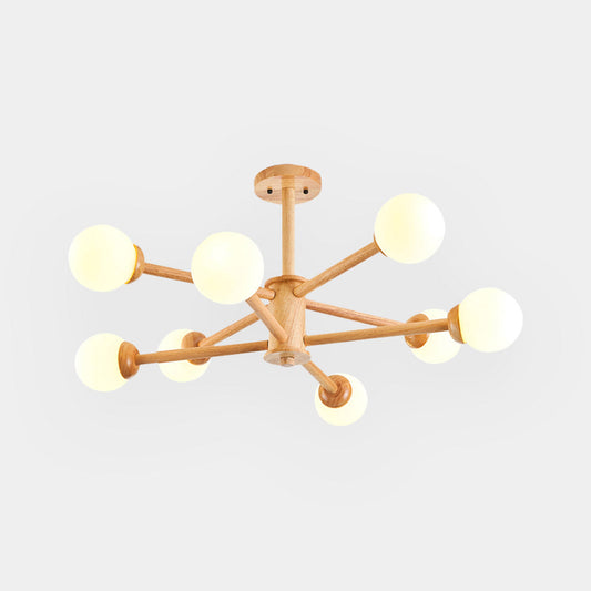 Suspension Sputnik Kroonluchter Plafondlamp Créative Boule, Bois &amp; Verre