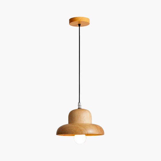 Suspension en bois classique en forme de champignon pour salle à manger, couleur bois