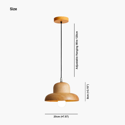 Suspension en bois classique en forme de champignon pour salle à manger, couleur bois
