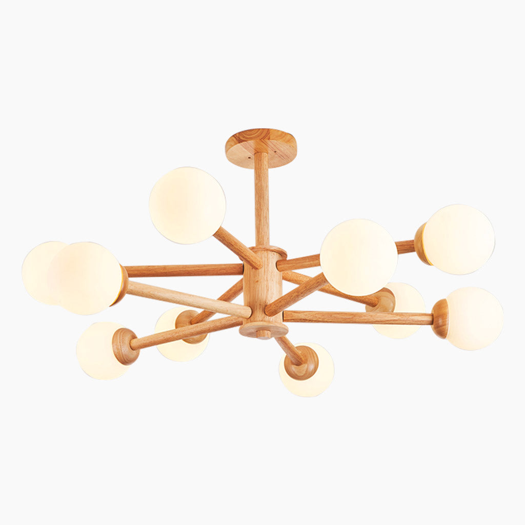 Suspension Sputnik Kroonluchter Plafondlamp Créative Boule, Bois &amp; Verre