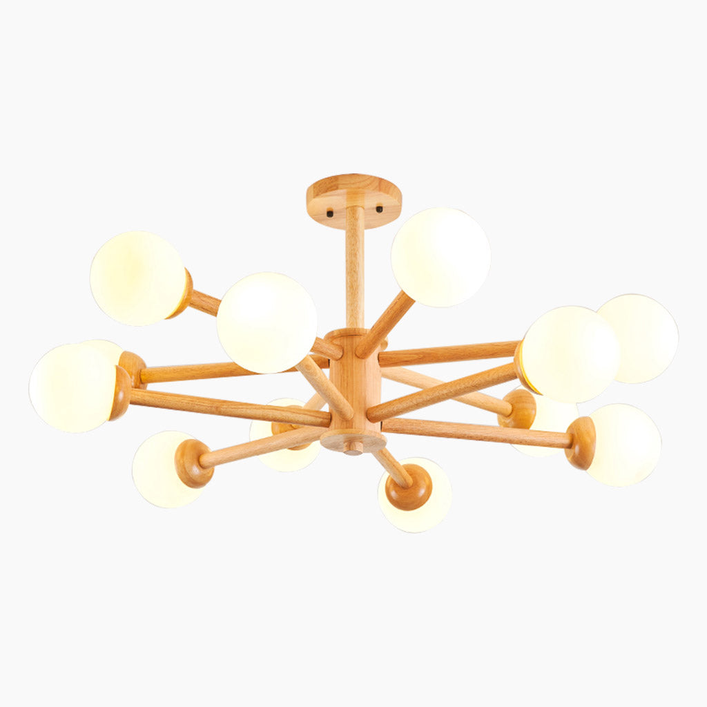 Suspension Sputnik Kroonluchter Plafondlamp Créative Boule, Bois &amp; Verre