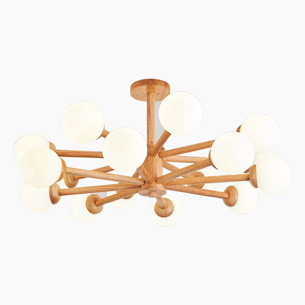 Suspension Sputnik Kroonluchter Plafondlamp Créative Boule, Bois &amp; Verre