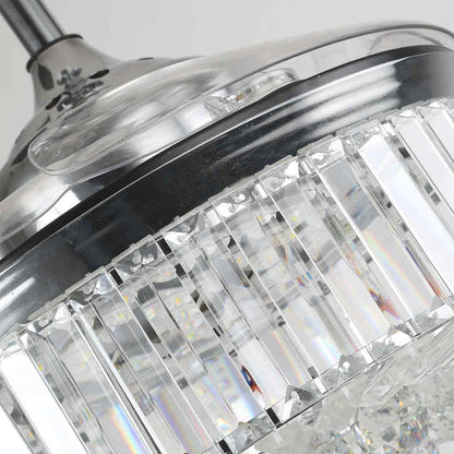 Ventilateur de plafond avec lumière Luxe cristal 3 pales chrome, 42''/36''