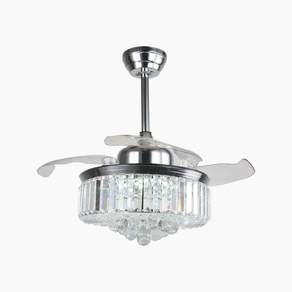Ventilateur de plafond avec lumière Luxe cristal 3 pales chrome, 42''/36''