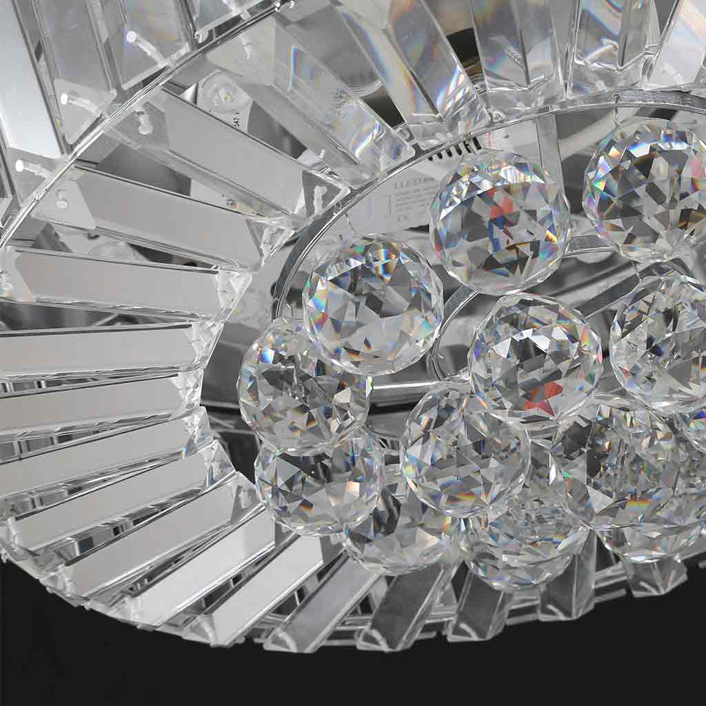 Ventilateur de plafond avec lumière Luxe cristal 3 pales chrome, 42''/36''