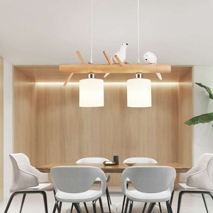 Suspension Oiseau Mignon pour salle à manger, bois et verre