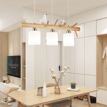 Suspension Oiseau Mignon pour salle à manger, bois et verre