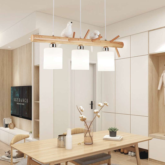 Suspension Oiseau Mignon pour salle à manger, bois et verre