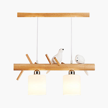 Suspension Oiseau Mignon pour salle à manger, bois et verre