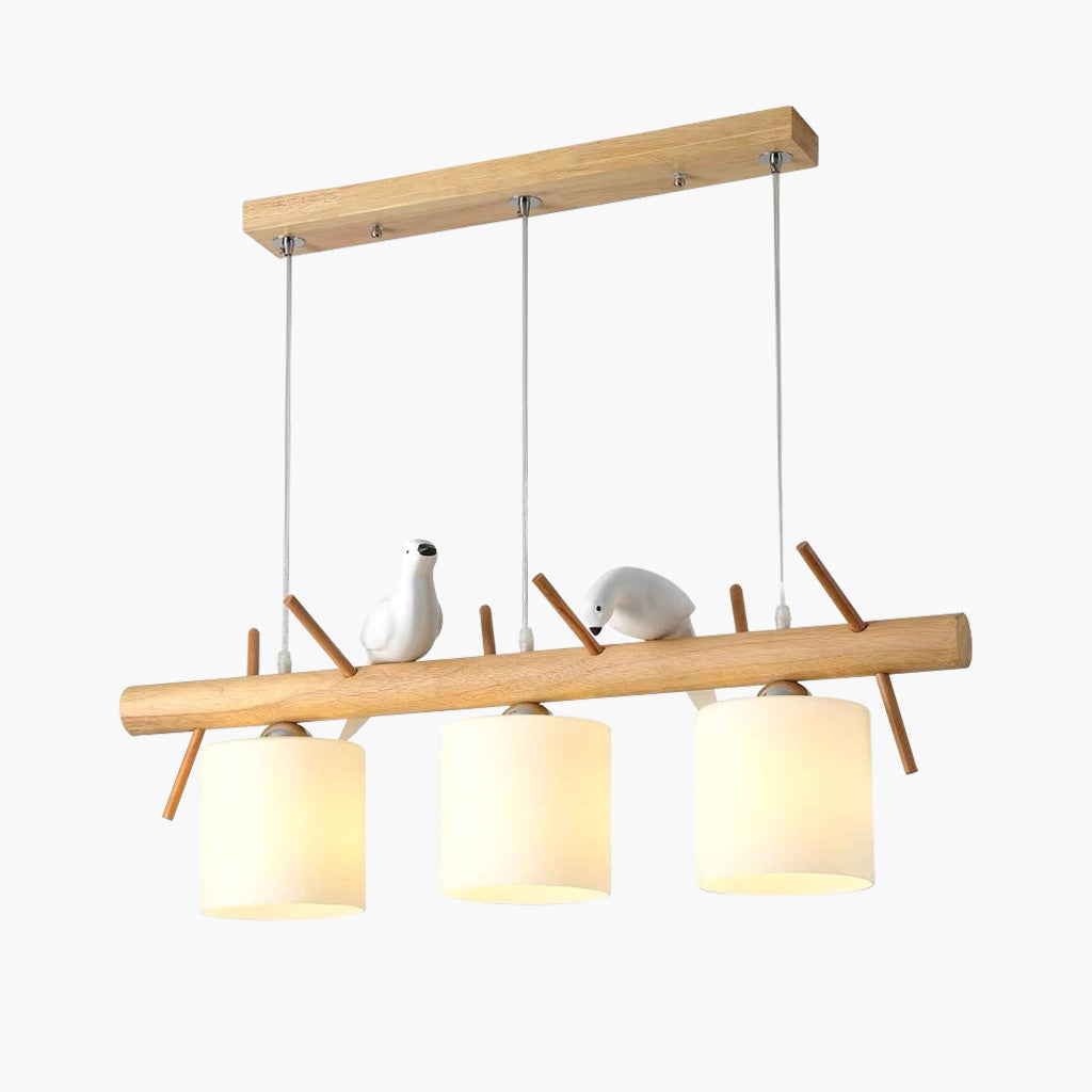 Suspension Oiseau Mignon pour salle à manger, bois et verre