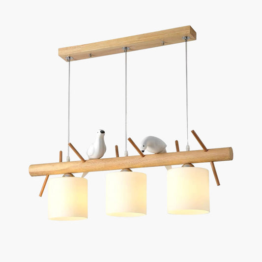 Suspension Oiseau Mignon pour salle à manger, bois et verre