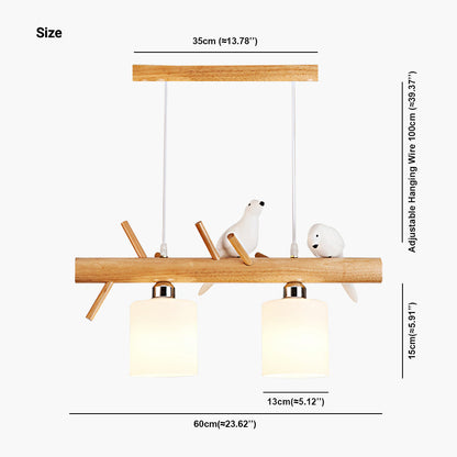 Suspension Oiseau Mignon pour salle à manger, bois et verre