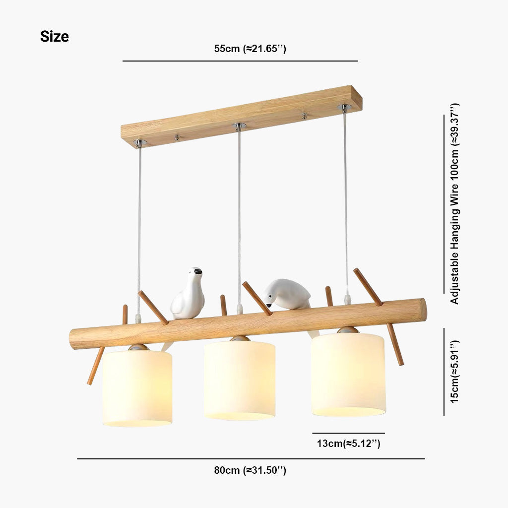 Suspension Oiseau Mignon pour salle à manger, bois et verre