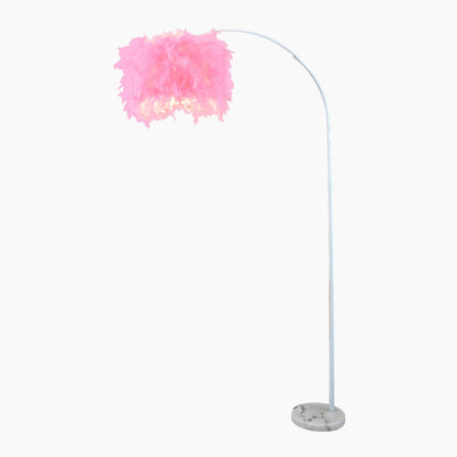 Lampe sur pied Fluffy Fairy avec bras courbé, blanc/rose