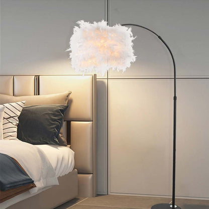 Lampe sur pied Fluffy Fairy avec bras courbé, blanc/rose