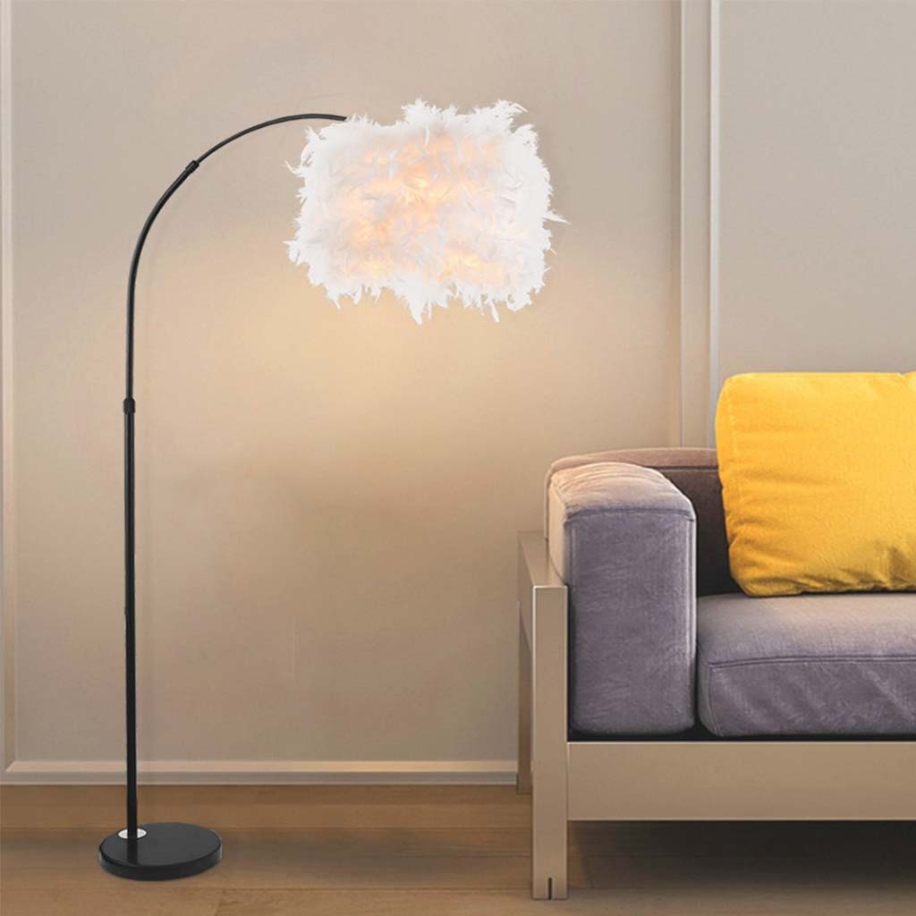 Lampe sur pied Fluffy Fairy avec bras courbé, blanc/rose