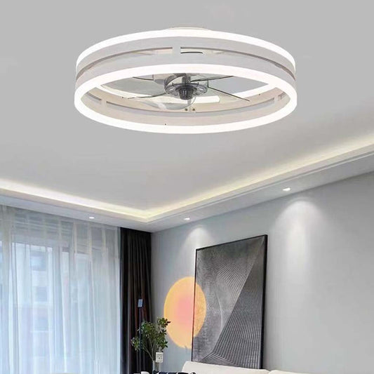 Ventilateur de Plafond avec Lumière Fandelier LED Ronde Minimaliste