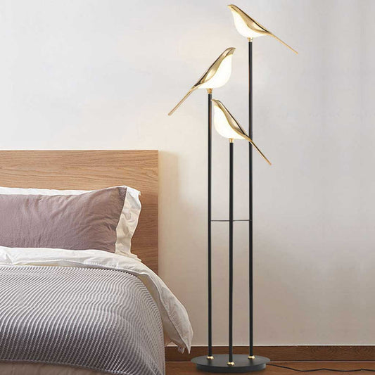 Lampe sur pied Nordic Unique Acrylique Oiseau avec Finition Noire &amp; Dorée