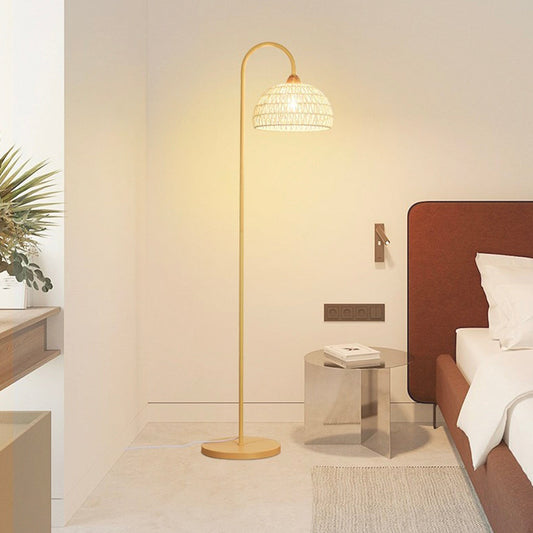 Lampe sur pied Environnement Crème Rotin Courbé, Beige
