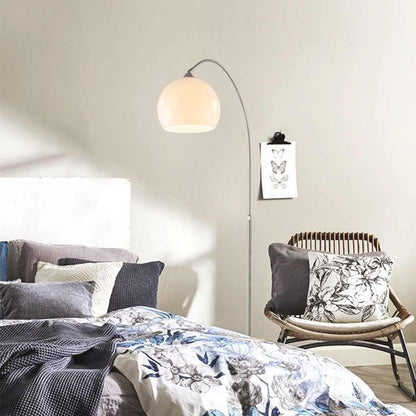 Lampe sur pied arc pêcheur avec abat-jour blanc et pied en marbre