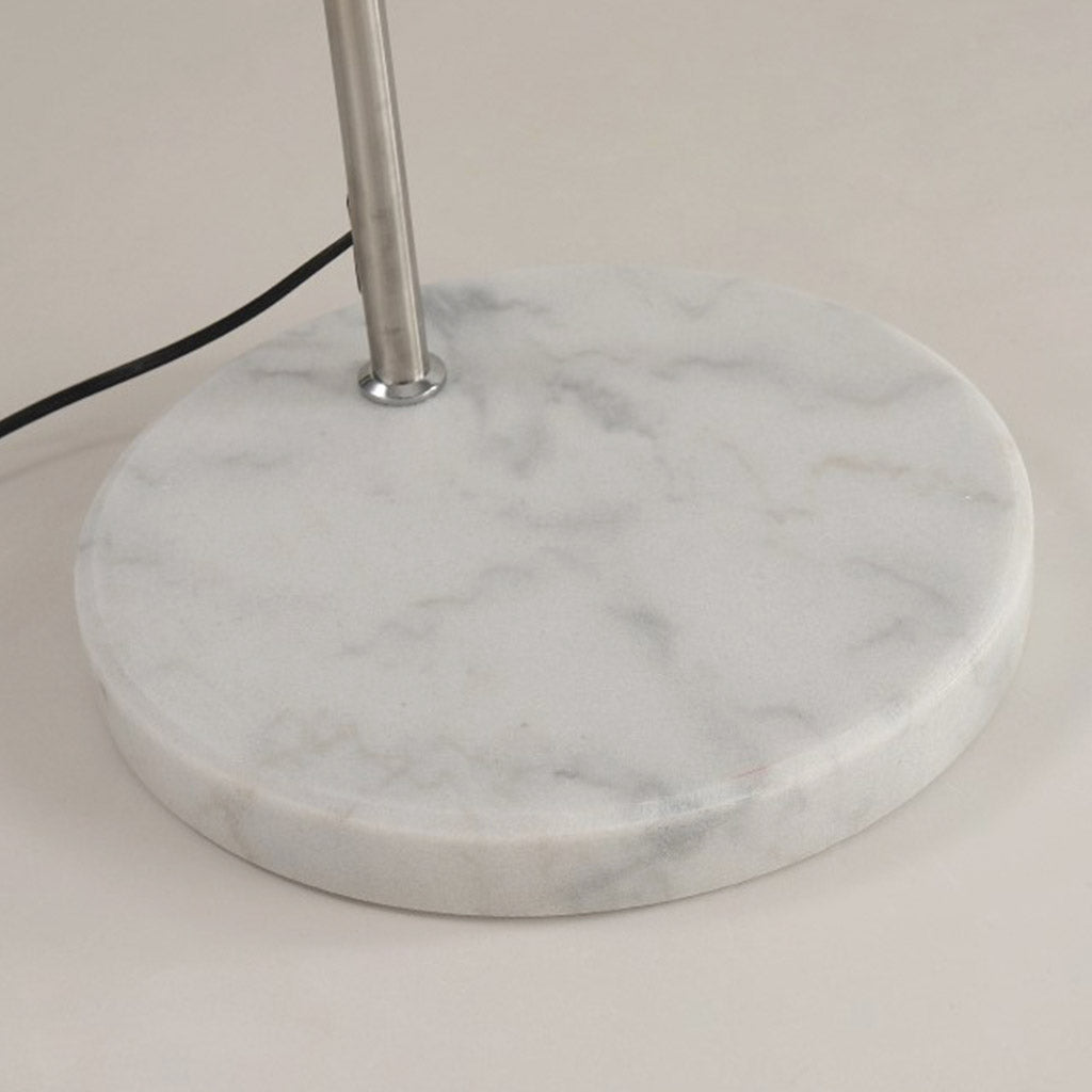 Lampe sur pied arc pêcheur avec abat-jour blanc et pied en marbre