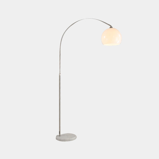 Lampe sur pied arc pêcheur avec abat-jour blanc et pied en marbre