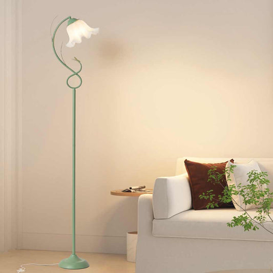 Lampe sur pied crème acrylique fleur muguet, 3 couleurs