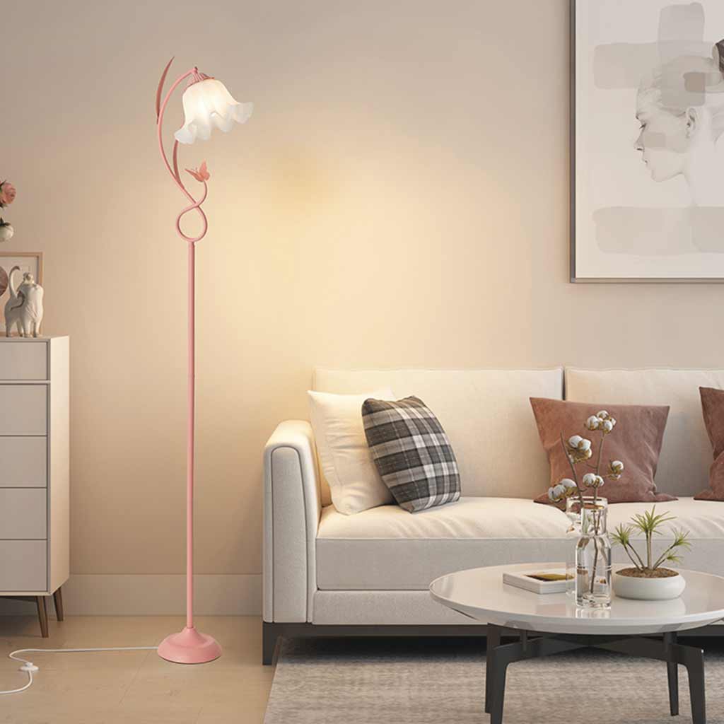 Lampe sur pied crème acrylique fleur muguet, 3 couleurs