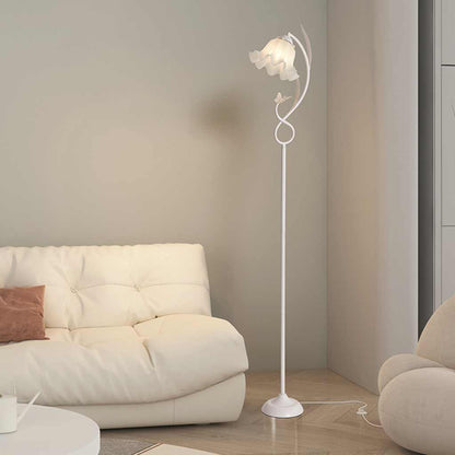 Lampe sur pied crème acrylique fleur muguet, 3 couleurs
