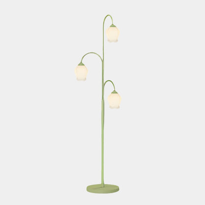 Lampe sur pied en verre crème fleur de lys intérieure, verte