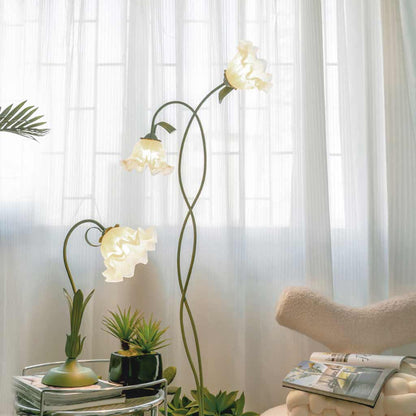 Lampe sur pied Fleur en verre décorative en spirale verte Muguet