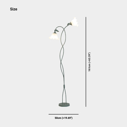 Lampe sur pied Fleur en verre décorative en spirale verte Muguet