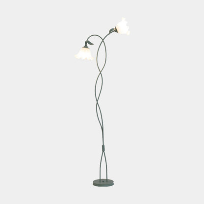 Lampe sur pied Fleur en verre décorative en spirale verte Muguet