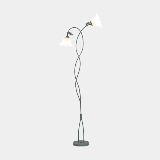 Lampe sur pied Fleur en verre décorative en spirale verte Muguet