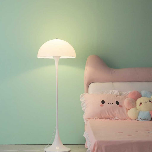 Lampe sur pied moderne simple en acrylique en forme de champignon, blanche