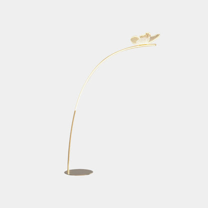 Lampadaire élégant en arc acrylique papillon-LED, or
