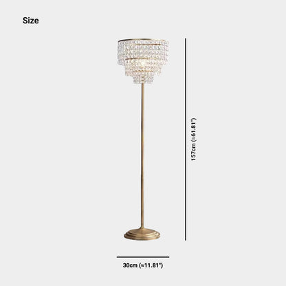 Lampadaire luxe français en laiton cristal rond 3 couches