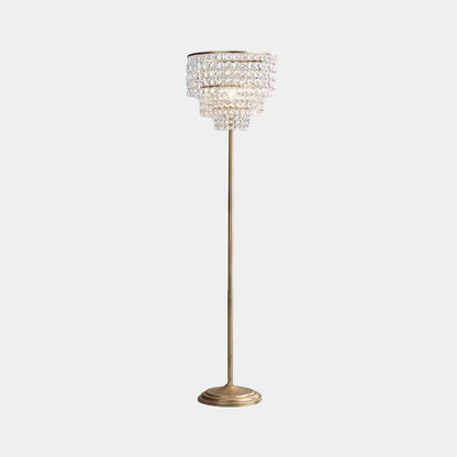 Lampadaire luxe français en laiton cristal rond 3 couches