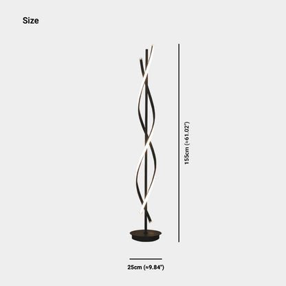 Lampe sur pied LED en spirale minimaliste, noir / blanc