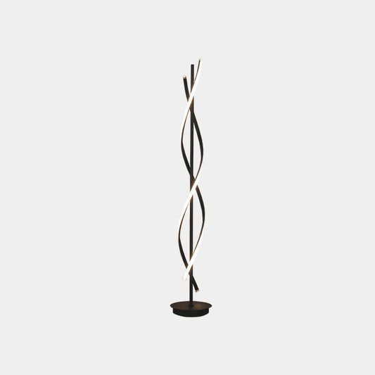 Lampe sur pied LED en spirale minimaliste, noir / blanc