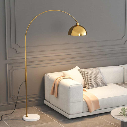 Lampadaire moderne en arc avec dôme de pêche, noir / or